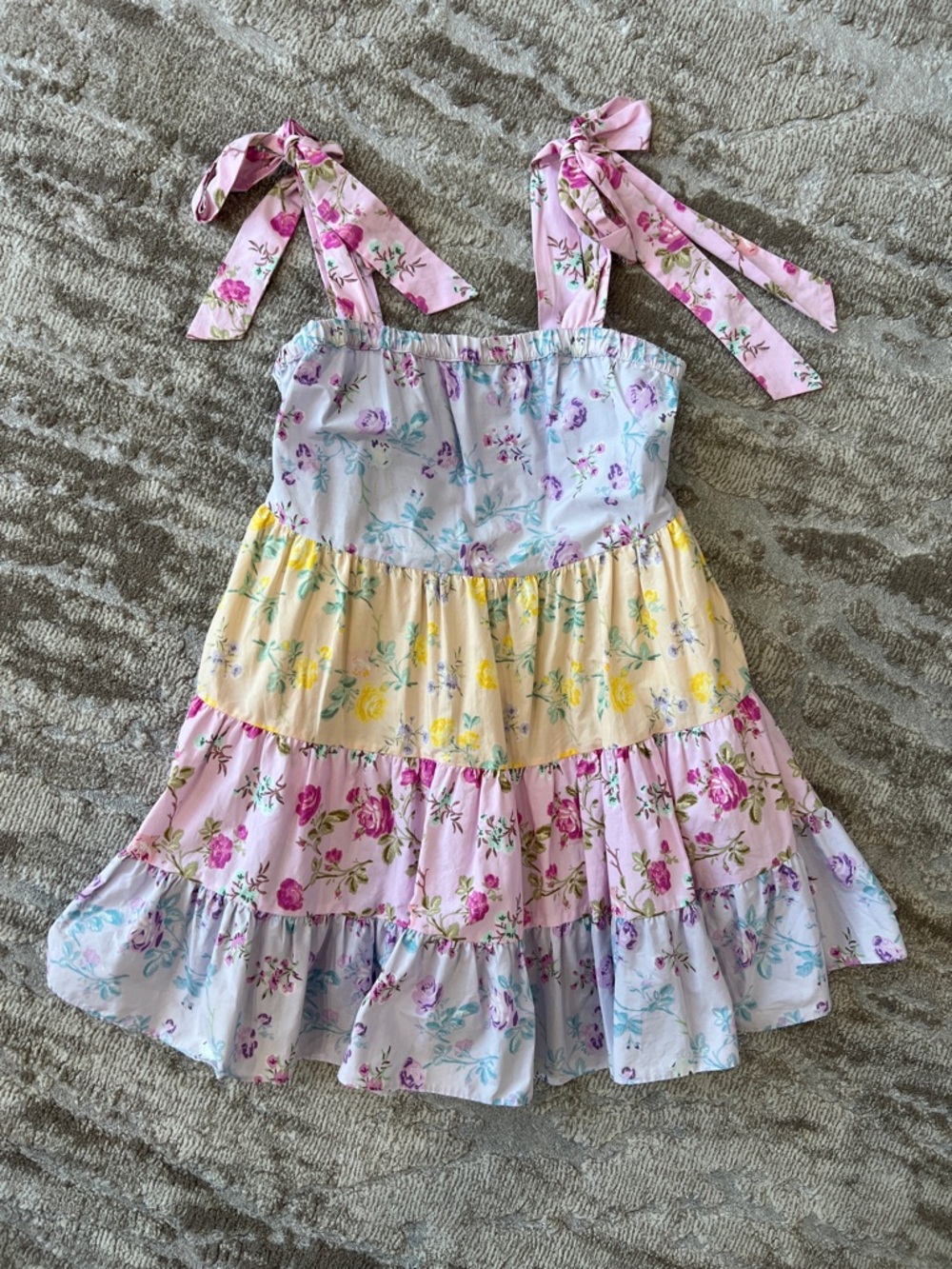 LoveShackFancy for Target Multi-Floral Tiered Tie-Shoulder Dress